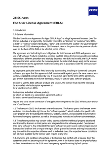 Podgląd pliku ZEISS Apps End User License Agreement (EULA)