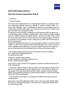 Podgląd pliku ZEISS Metrology Software End User License Agreement (EULA)