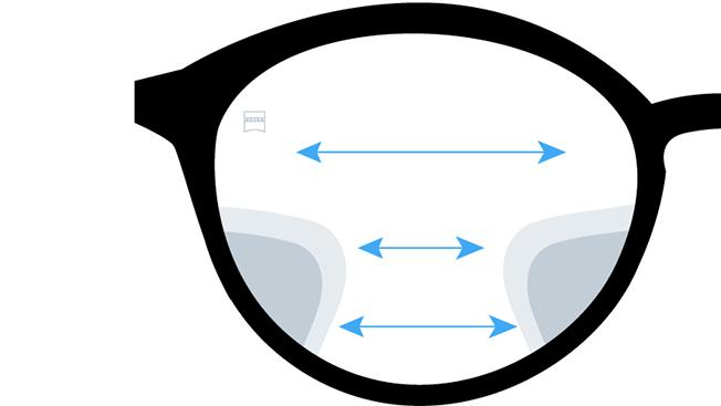 Wizualizacja soczewek progresywnych ZEISS SmartLife Individual 3. Obraz pokazuje widok przez soczewki.