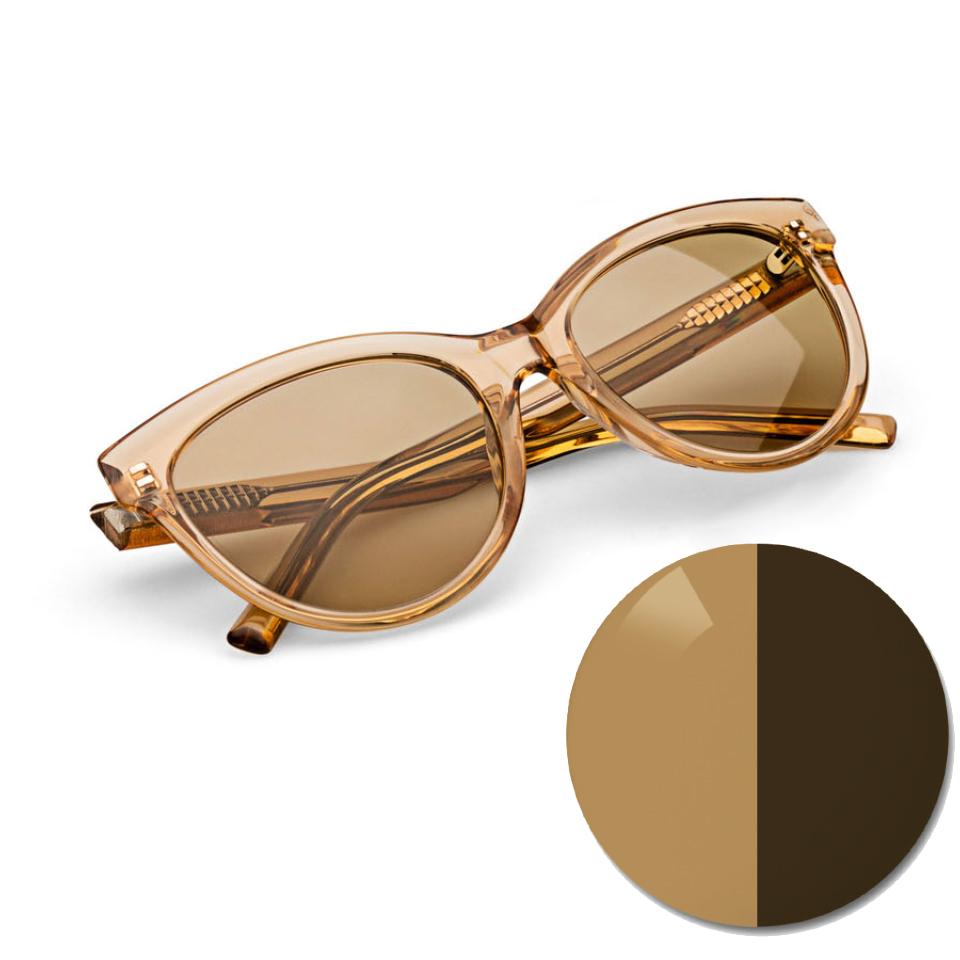 Okulary z ZEISS AdaptiveSun solid brown i dodatkiem koloru w jasnym lub ciemnym odcieniu